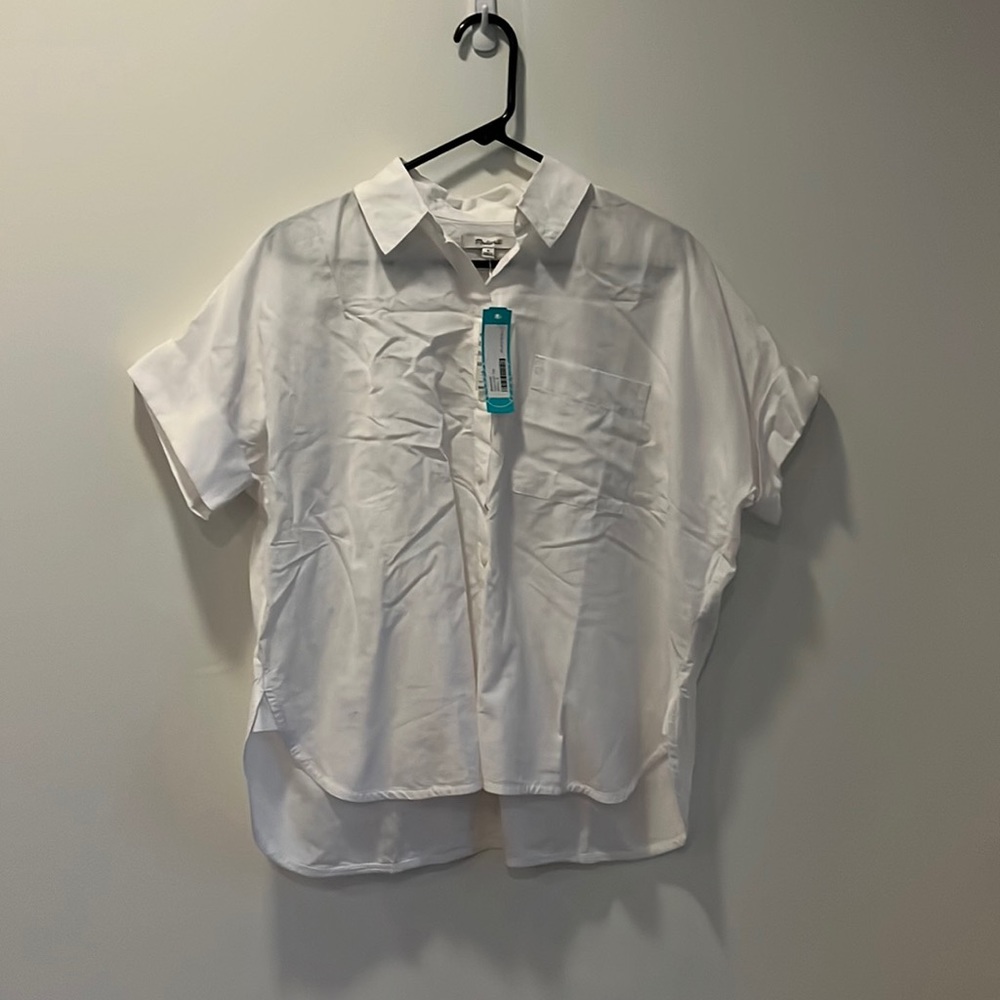 Small Madewell button-up cotton oversized shirt sleeve shirt